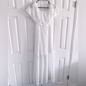 Long White Lace Tricot dress M